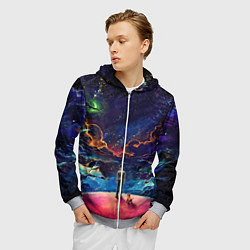Толстовка 3D на молнии мужская Космос, цвет: 3D-меланж — фото 2