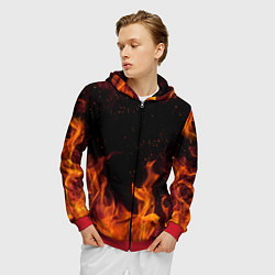 Толстовка 3D на молнии мужская ОГОНЬ, цвет: 3D-красный — фото 2