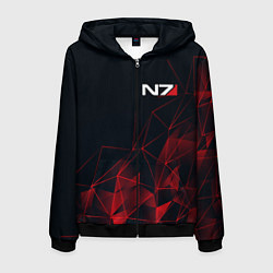 Толстовка 3D на молнии мужская MASS EFFECT N7, цвет: 3D-черный