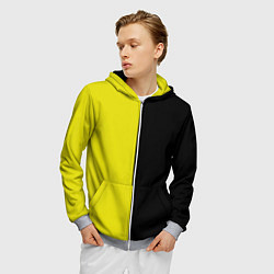Толстовка 3D на молнии мужская BLACK YELLOW, цвет: 3D-меланж — фото 2
