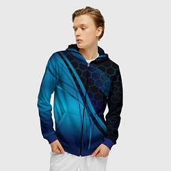 Толстовка 3D на молнии мужская ABSTRACT BLUE, цвет: 3D-синий — фото 2