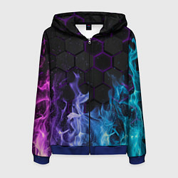 Толстовка 3D на молнии мужская Fire, цвет: 3D-синий