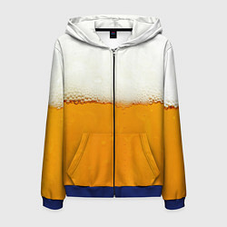 Толстовка 3D на молнии мужская Я ПИВО!, цвет: 3D-синий