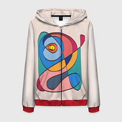 Толстовка 3D на молнии мужская Абстракция полет фантазии, цвет: 3D-красный