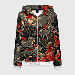 Толстовка 3D на молнии мужская Dsquared tatoo DRAGON, цвет: 3D-белый