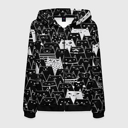 Толстовка 3D на молнии мужская КОТЫ BLACK, цвет: 3D-черный