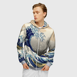 Толстовка 3D на молнии мужская ЯПОНСКАЯ КАРТИНА, цвет: 3D-меланж — фото 2