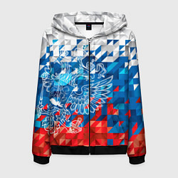 Толстовка 3D на молнии мужская Россия, цвет: 3D-черный