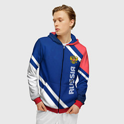 Толстовка 3D на молнии мужская RUSSIA SPORT, цвет: 3D-красный — фото 2