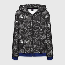 Толстовка 3D на молнии мужская Еда, цвет: 3D-синий