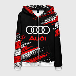 Толстовка 3D на молнии мужская AUDI, цвет: 3D-белый
