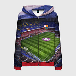 Толстовка 3D на молнии мужская FC BARCELONA, цвет: 3D-красный