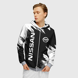 Толстовка 3D на молнии мужская NISSAN, цвет: 3D-меланж — фото 2