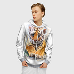 Толстовка 3D на молнии мужская Tiger Art, цвет: 3D-меланж — фото 2