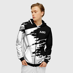 Толстовка 3D на молнии мужская Judo, цвет: 3D-черный — фото 2