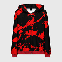 Толстовка 3D на молнии мужская Красный на черном, цвет: 3D-красный