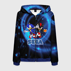 Толстовка 3D на молнии мужская Sonic SEGA, цвет: 3D-синий