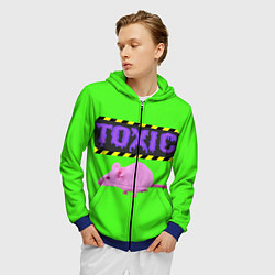 Толстовка 3D на молнии мужская Toxic, цвет: 3D-синий — фото 2