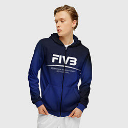 Толстовка 3D на молнии мужская FIVB Volleyball, цвет: 3D-синий — фото 2