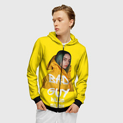 Толстовка 3D на молнии мужская Billie Eilish Билли Айлиш, цвет: 3D-черный — фото 2