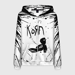 Толстовка 3D на молнии мужская Korn, цвет: 3D-белый