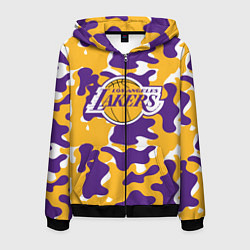 Толстовка 3D на молнии мужская LA LAKERS ЛЕЙКЕРС, цвет: 3D-черный