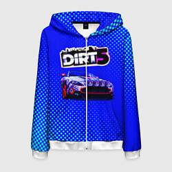 Толстовка 3D на молнии мужская Dirt 5, цвет: 3D-белый