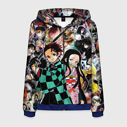 Толстовка 3D на молнии мужская Клинок рассекающий демонов, цвет: 3D-синий