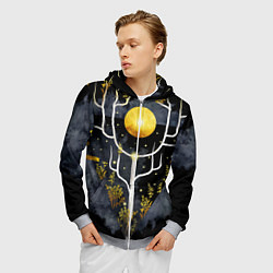 Толстовка 3D на молнии мужская Графит и золото: дерево жизни, цвет: 3D-меланж — фото 2