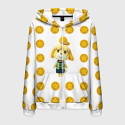 Толстовка 3D на молнии мужская Animal crossing - Isabelle, цвет: 3D-белый