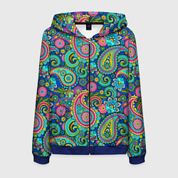 Толстовка 3D на молнии мужская Славянские Узоры, цвет: 3D-синий