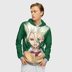 Толстовка 3D на молнии мужская Доктор Стоун, цвет: 3D-меланж — фото 2