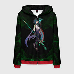 Толстовка 3D на молнии мужская Genshin Impact - Xiao, цвет: 3D-красный