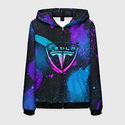 Толстовка 3D на молнии мужская TESLA NEON, цвет: 3D-черный