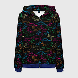 Толстовка 3D на молнии мужская Динозавры, цвет: 3D-синий