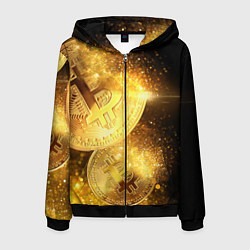 Толстовка 3D на молнии мужская БИТКОИН ЗОЛОТО BITCOIN GOLD, цвет: 3D-черный