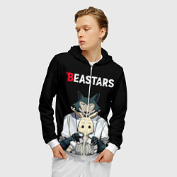 Толстовка 3D на молнии мужская Beastars Выдающиеся звери, цвет: 3D-белый — фото 2