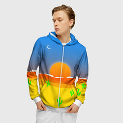 Толстовка 3D на молнии мужская Пустыня, цвет: 3D-белый — фото 2