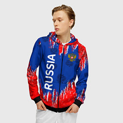 Толстовка 3D на молнии мужская RUSSIA, цвет: 3D-черный — фото 2
