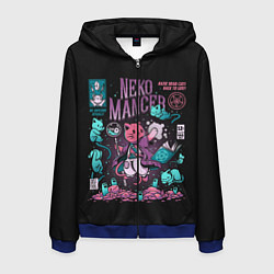 Толстовка 3D на молнии мужская Cat Necromancer, цвет: 3D-синий