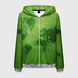 Толстовка 3D на молнии мужская Карта мира, цвет: 3D-меланж