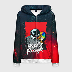 Толстовка 3D на молнии мужская DAFT PUNK MUSIC, цвет: 3D-белый