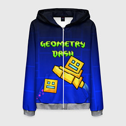Толстовка 3D на молнии мужская Geometry Dash, цвет: 3D-меланж