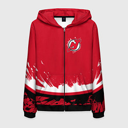 Толстовка 3D на молнии мужская New Jersey Devils Ink, цвет: 3D-черный