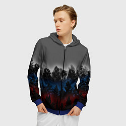 Толстовка 3D на молнии мужская Флаг из леса, цвет: 3D-синий — фото 2