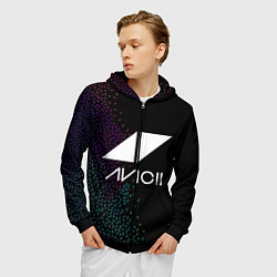 Толстовка 3D на молнии мужская AVICII RAIBOW STYLE, цвет: 3D-черный — фото 2