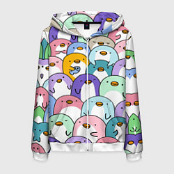 Толстовка 3D на молнии мужская Пингвины, цвет: 3D-белый