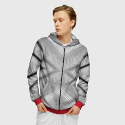 Толстовка 3D на молнии мужская Линии иллюзия, цвет: 3D-красный — фото 2