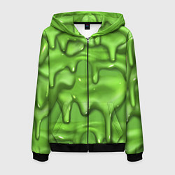 Толстовка 3D на молнии мужская Green Slime, цвет: 3D-черный