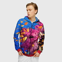 Толстовка 3D на молнии мужская Коралловые рыбки, цвет: 3D-красный — фото 2